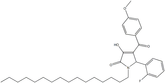 5-(2-fluorophenyl)-1-hexadecyl-3-hydroxy-4-(4-methoxybenzoyl)-1,5-dihydro-2H-pyrrol-2-one,331751-48-5,结构式