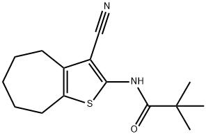 N-(3-cyano-5,6,7,8-tetrahydro-4H-cyclohepta[b]thiophen-2-yl)-2,2-dimethylpropanamide 化学構造式