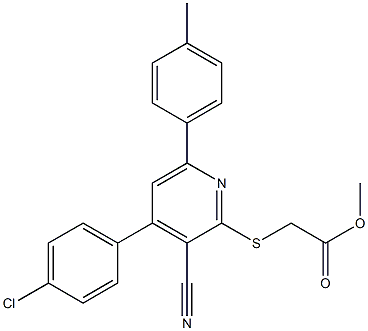 methyl {[4-(4-chlorophenyl)-3-cyano-6-(4-methylphenyl)-2-pyridinyl]sulfanyl}acetate Structure