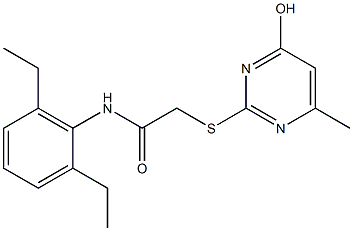 N-(2,6-diethylphenyl)-2-[(4-hydroxy-6-methyl-2-pyrimidinyl)sulfanyl]acetamide 结构式