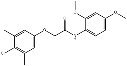 2-(4-chloro-3,5-dimethylphenoxy)-N-(2,4-dimethoxyphenyl)acetamide,332942-55-9,结构式