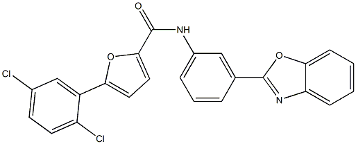 N-[3-(1,3-benzoxazol-2-yl)phenyl]-5-(2,5-dichlorophenyl)-2-furamide Struktur