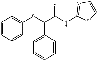 2-phenyl-2-(phenylsulfanyl)-N-(1,3-thiazol-2-yl)acetamide Struktur