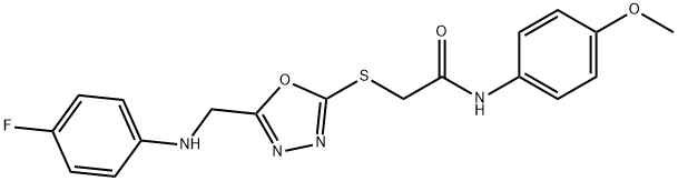 2-[(5-{[(4-fluorophenyl)amino]methyl}-1,3,4-oxadiazol-2-yl)sulfanyl]-N-[4-(methyloxy)phenyl]acetamide Struktur