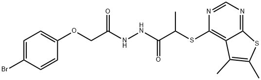 N'-[(4-bromophenoxy)acetyl]-2-[(5,6-dimethylthieno[2,3-d]pyrimidin-4-yl)sulfanyl]propanohydrazide Structure