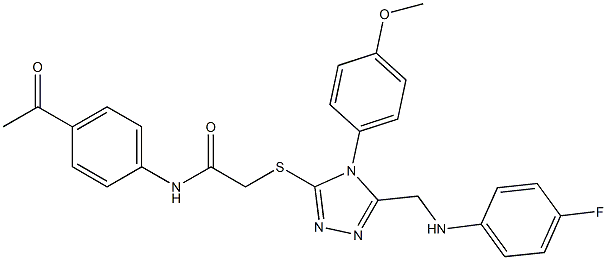 N-(4-acetylphenyl)-2-{[5-[(4-fluoroanilino)methyl]-4-(4-methoxyphenyl)-4H-1,2,4-triazol-3-yl]sulfanyl}acetamide 结构式