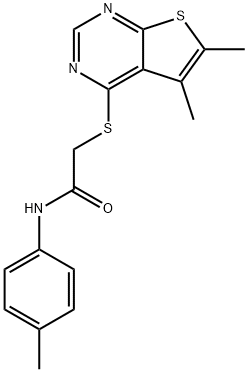 2-[(5,6-dimethylthieno[2,3-d]pyrimidin-4-yl)sulfanyl]-N-(4-methylphenyl)acetamide 结构式