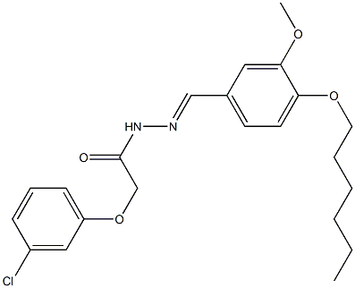 2-(3-chlorophenoxy)-N'-[4-(hexyloxy)-3-methoxybenzylidene]acetohydrazide 结构式