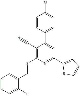 4-(4-chlorophenyl)-2-[(2-fluorobenzyl)sulfanyl]-6-(2-thienyl)nicotinonitrile,339158-77-9,结构式