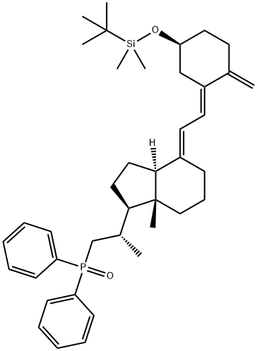 tert-Butyl-[3S-(2-{1R-[2-(diphenyl-phosphinoyl)-1S-methyl-ethyl]-7R-methyl-octahydro-inden-4-ylidene}-ethylidene)-
4-methylene-cyclohexyloxy]-dimethyl-silane 结构式