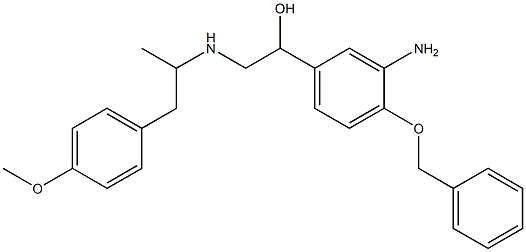 1-(3-amino-4-(benzyloxy)phenyl)-2-((1-(4-methoxyphenyl)propan-2-yl)amino)ethan-1-ol 化学構造式