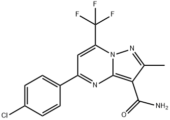 5-(4-chlorophenyl)-2-methyl-7-(trifluoromethyl)pyrazolo[1,5-a]pyrimidine-3-carboxamide 化学構造式
