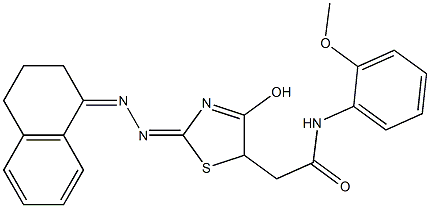 2-[2-(3,4-dihydro-1(2H)-naphthalenylidenehydrazono)-4-hydroxy-2,5-dihydro-1,3-thiazol-5-yl]-N-(2-methoxyphenyl)acetamide Structure