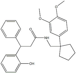 N-{[1-(3,4-dimethoxyphenyl)cyclopentyl]methyl}-3-(2-hydroxyphenyl)-3-phenylpropanamide|