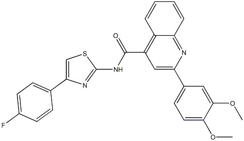 2-(3,4-dimethoxyphenyl)-N-[4-(4-fluorophenyl)-1,3-thiazol-2-yl]-4-quinolinecarboxamide Struktur