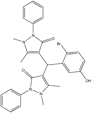 4-[(2-bromo-5-hydroxyphenyl)(1,5-dimethyl-3-oxo-2-phenyl-2,3-dihydro-1H-pyrazol-4-yl)methyl]-1,5-dimethyl-2-phenyl-1,2-dihydro-3H-pyrazol-3-one Structure