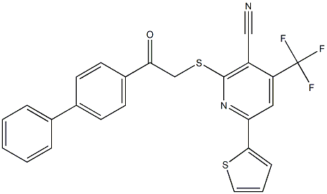 2-[(2-[1,1'-biphenyl]-4-yl-2-oxoethyl)sulfanyl]-6-(2-thienyl)-4-(trifluoromethyl)nicotinonitrile,354791-97-2,结构式