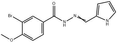 3-bromo-4-methoxy-N'-[(E)-1H-pyrrol-2-ylmethylidene]benzohydrazide 化学構造式
