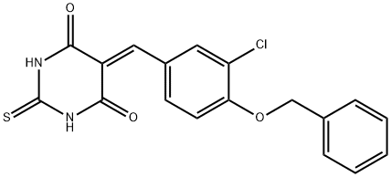 5-[4-(benzyloxy)-3-chlorobenzylidene]-2-thioxodihydropyrimidine-4,6(1H,5H)-dione Struktur