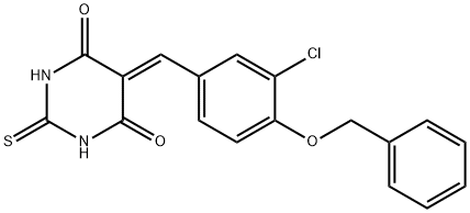 5-[4-(benzyloxy)-3-chlorobenzylidene]-2-thioxodihydropyrimidine-4,6(1H,5H)-dione,361191-86-8,结构式