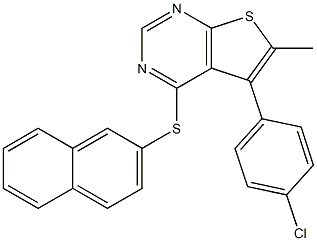 5-(4-chlorophenyl)-6-methyl-4-(2-naphthylsulfanyl)thieno[2,3-d]pyrimidine,379237-84-0,结构式