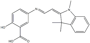 2-hydroxy-5-{[2-(1,3,3-trimethyl-1,3-dihydro-2H-indol-2-ylidene)ethylidene]amino}benzoic acid Struktur
