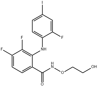 3,4-二氟-2-[(2-氟-4-碘苯基)氨基]-N-(2-羟基乙氧基)苯甲酰胺 结构式