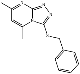 3-(benzylsulfanyl)-5,7-dimethyl[1,2,4]triazolo[4,3-a]pyrimidine Struktur