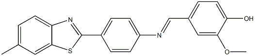 2-methoxy-4-({[4-(6-methyl-1,3-benzothiazol-2-yl)phenyl]imino}methyl)phenol,413579-80-3,结构式