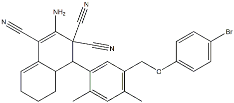 2-amino-4-{5-[(4-bromophenoxy)methyl]-2,4-dimethylphenyl}-4a,5,6,7-tetrahydro-1,3,3(4H)-naphthalenetricarbonitrile Structure