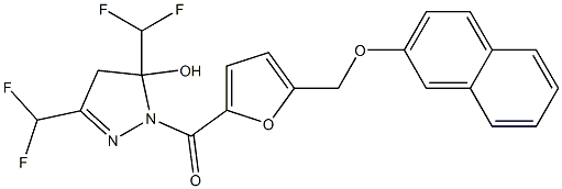 3,5-bis(difluoromethyl)-1-{5-[(2-naphthyloxy)methyl]-2-furoyl}-4,5-dihydro-1H-pyrazol-5-ol,438233-09-1,结构式