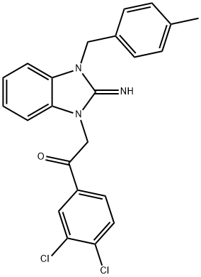 1-(3,4-dichlorophenyl)-2-[2-imino-3-(4-methylbenzyl)-2,3-dihydro-1H-benzimidazol-1-yl]ethanone Struktur