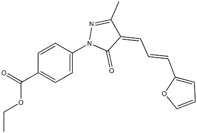 ethyl 4-{4-[3-(2-furyl)-2-propenylidene]-3-methyl-5-oxo-4,5-dihydro-1H-pyrazol-1-yl}benzoate Struktur