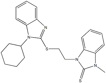 1-{2-[(1-cyclohexyl-1H-benzimidazol-2-yl)sulfanyl]ethyl}-3-methyl-1,3-dihydro-2H-benzimidazole-2-thione,442570-90-3,结构式