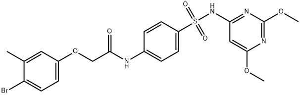 2-(4-bromo-3-methylphenoxy)-N-(4-{[(2,6-dimethoxy-4-pyrimidinyl)amino]sulfonyl}phenyl)acetamide Structure