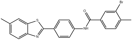 3-bromo-4-methyl-N-[4-(6-methyl-1,3-benzothiazol-2-yl)phenyl]benzamide,443636-51-9,结构式
