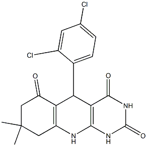 5-(2,4-dichlorophenyl)-8,8-dimethyl-5,8,9,10-tetrahydropyrimido[4,5-b]quinoline-2,4,6(1H,3H,7H)-trione Struktur