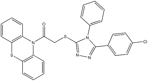 5-(4-chlorophenyl)-4-phenyl-4H-1,2,4-triazol-3-yl 2-oxo-2-(10H-phenothiazin-10-yl)ethyl sulfide 化学構造式