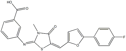 3-[(5-{[5-(4-fluorophenyl)-2-furyl]methylene}-3-methyl-4-oxo-1,3-thiazolidin-2-ylidene)amino]benzoic acid|