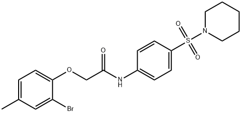 2-(2-bromo-4-methylphenoxy)-N-[4-(1-piperidinylsulfonyl)phenyl]acetamide 结构式