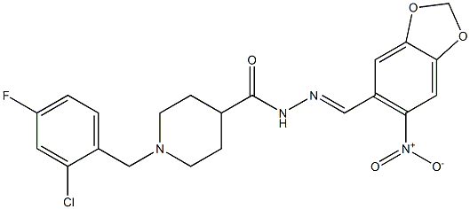 1-(2-chloro-4-fluorobenzyl)-N'-({6-nitro-1,3-benzodioxol-5-yl}methylene)-4-piperidinecarbohydrazide,444934-41-2,结构式