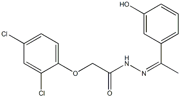 2-(2,4-dichlorophenoxy)-N'-[1-(3-hydroxyphenyl)ethylidene]acetohydrazide 化学構造式