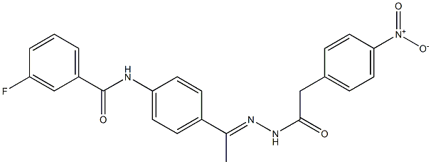 3-fluoro-N-{4-[N-({4-nitrophenyl}acetyl)ethanehydrazonoyl]phenyl}benzamide,445002-68-6,结构式