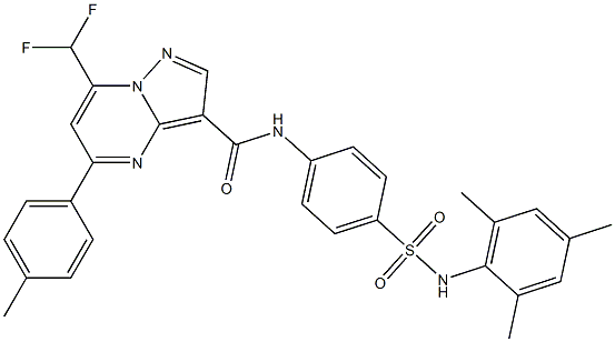 7-(difluoromethyl)-N-{4-[(mesitylamino)sulfonyl]phenyl}-5-(4-methylphenyl)pyrazolo[1,5-a]pyrimidine-3-carboxamide Structure