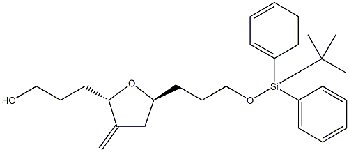 3-((2S,5S)-5-(3-((tert-butyldiphenylsilyl)oxy)propyl)-3-methylenetetrahydrofuran-2-yl)propan-1-ol 化学構造式