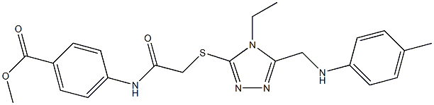 methyl 4-[({[4-ethyl-5-(4-toluidinomethyl)-4H-1,2,4-triazol-3-yl]sulfanyl}acetyl)amino]benzoate 化学構造式