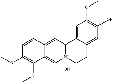 Dibenzo[a,g]quinolizinium, 5,6-dihydro-3-hydroxy-2,9,10-trimethoxy-, hydroxide (9CI) Structure