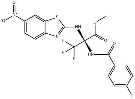 methyl 3,3,3-trifluoro-2-[(4-fluorobenzoyl)amino]-2-({6-nitro-1,3-benzothiazol-2-yl}amino)propanoate Structure