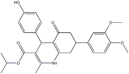 isopropyl 7-(3,4-dimethoxyphenyl)-4-(4-hydroxyphenyl)-2-methyl-5-oxo-1,4,5,6,7,8-hexahydroquinoline-3-carboxylate Structure