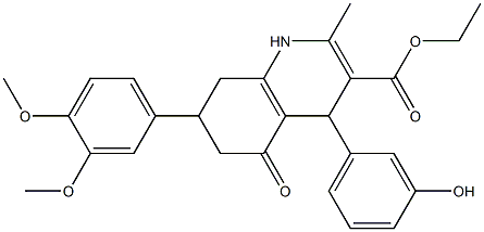 ethyl 7-(3,4-dimethoxyphenyl)-4-(3-hydroxyphenyl)-2-methyl-5-oxo-1,4,5,6,7,8-hexahydroquinoline-3-carboxylate Structure